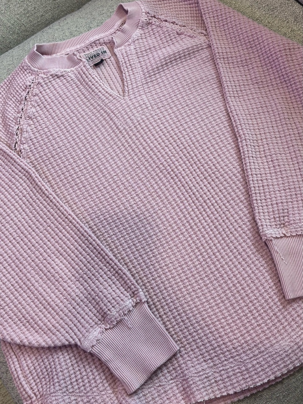 American Eagle “This Feels Seriously Lived In” Waffle Knit Oversized Sweater